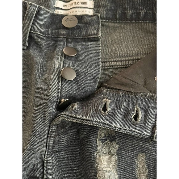 ONE Teaspoon Size 27 Fox Black High Waist Destroyed Bonita Jean Shorts - New - Picture 4 of 8